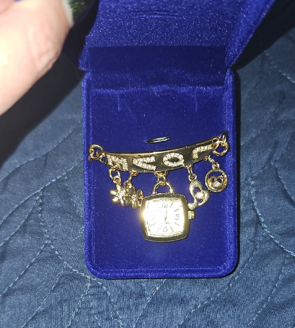 Gold Charm Bracelet Watch New